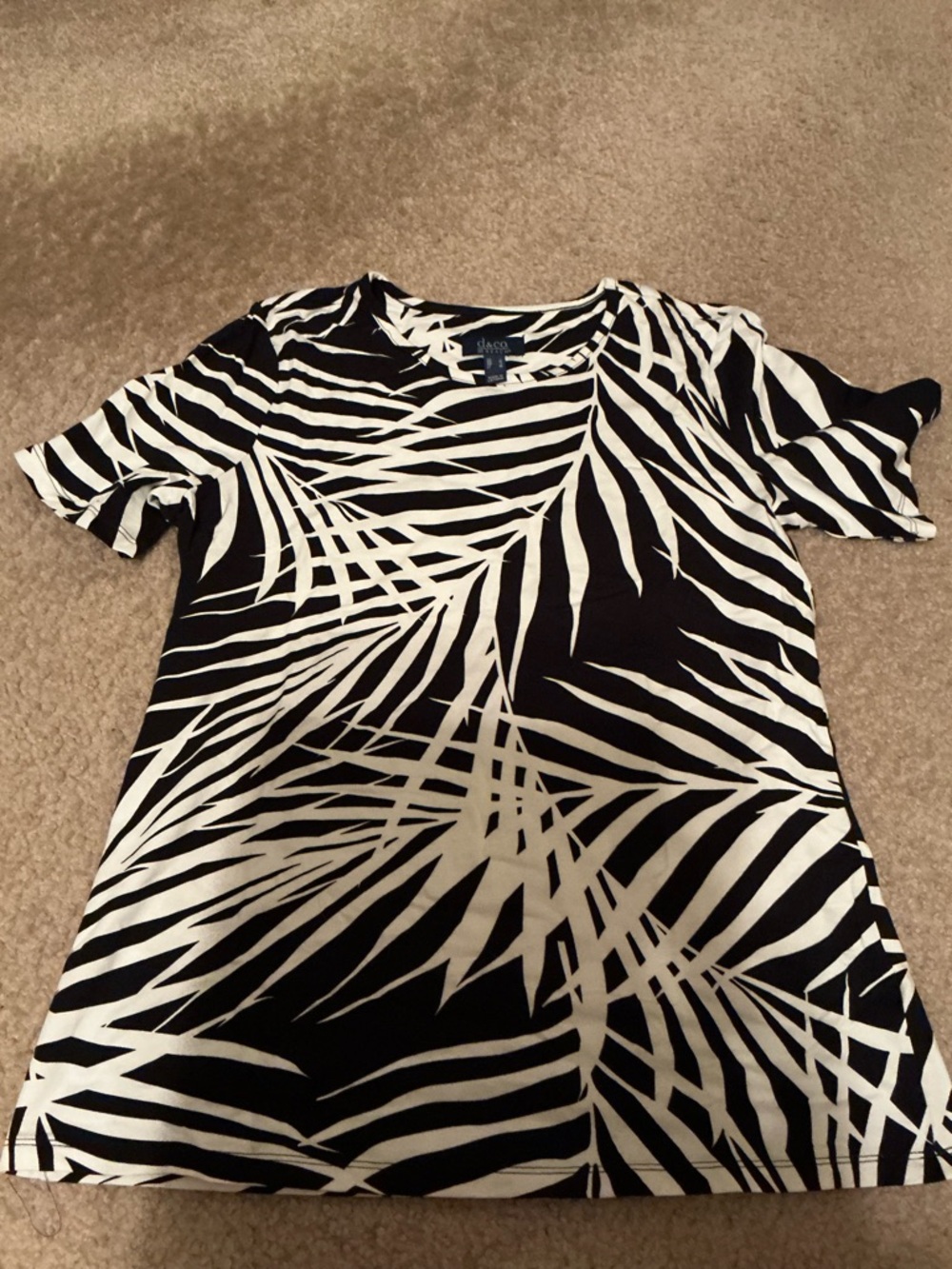 Denim & Co Black Palm Jersey tee (matching pants in separate listing)